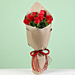 Bouquet Of Red Roses & Chocolate Cream Cake