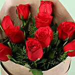 Bouquet Of Red Roses & Chocolate Cream Cake