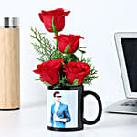 Red Roses in Personalised Black Mug