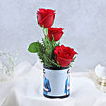 Red Roses in Personalised Black Mug