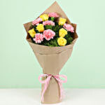 Appealing 12 Pink & Yellow Flowers Bouquet