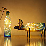 Blue Reindeer Wooden Lamp