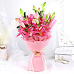 Passionate Oriental Pink Lilies Bouquet