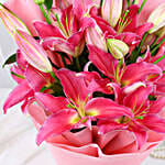 Passionate Oriental Pink Lilies Bouquet