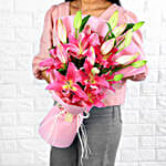 Passionate Oriental Pink Lilies Bouquet