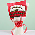 21 Red & White Carnations Bouquet