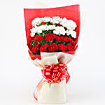 21 Red & White Carnations Bouquet