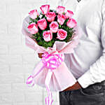 Endearing 12 Pink Roses Bouquet