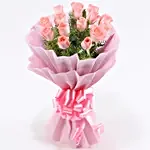 Splendid 15 Pink Roses Bouquet