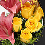 Yellow Roses & Lilies In FNP Sleeve