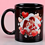 Red Hearts Personalised Black Mug