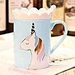 Unicorn Mug With Lid Spoon- Blue