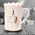 Unicorn Mug With Lid Spoon- White
