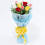 Mixed Roses Blue Bouquet