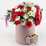 Box Full of Pink Roses & Chocolates