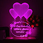 Personalised Hearts Pink LED Night Lamp