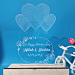 Personalised Hearts Pink LED Night Lamp