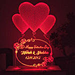 Personalised Hearts Red LED Night Lamp