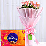 Mini Pink Roses Bouquet & Chocolates