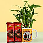 2 Layer Bamboo Plant With Fruit & Nut Chocolates
