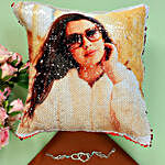 Love Bracelet & Personalised Sequin Cushion
