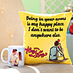 Hug Day Cushion & Personalised Mug