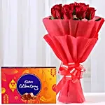Vivid- Red Roses Bouquet & Chocolate