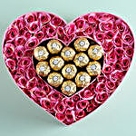 Artificial Roses & Chocolates Heart Box