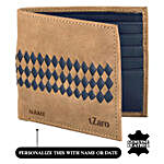 Men's Bi-Fold Tan & Blue Wallet