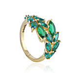 Personalised Emerald & Gold Tiara Ring