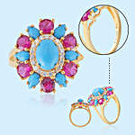 Personalised Turquoise & Ruby Stone Ring