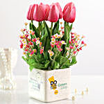 Artificial Pink Tulips & Gypsophila