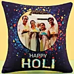 Personalised Holi Wishes Blue Cushion