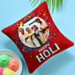 Personalised Holi Wishes Red Cushion