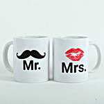 Mr & Mrs Printed White Mug Set