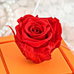 Red Forever Rose In Orange Box