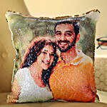 Personalized Golden Sequin Cushion
