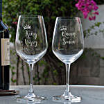 Personalised King & Queen Wine Glasses