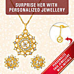 Flower Shaped Gold Plated Personalised Pendant Set