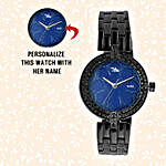 Black Trendy Personalised Watch For Her