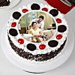 Tasty Black Forest Photo Cream Cake for Fathers Day Half Kg
