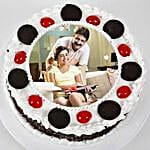 Tasty Black Forest Photo Cream Cake for Fathers Day Half Kg