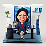 Personalised Office Woman Caricature Cushion