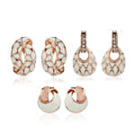 Estele - Charming Rose Gold Enamel Earrings Combo