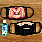 Fun Face Mask For Men & Sanitizer Combo