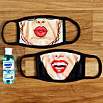 Fun Face Mask For Women & Sanitizer Combo