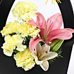 Yellow Carnations & Lilies In FNP Sleeve