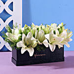 7 White Asiatic Lilies Box Arrangement