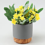 Artificial Yellow Lavenders In Grey Pot