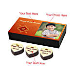 Rakhi & Personalised Chocolate Box- 6 Pcs
